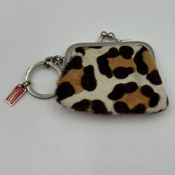 Coach Ocelot Calf Hair Kiss Lock Fob Charm - Picture 1 of 7